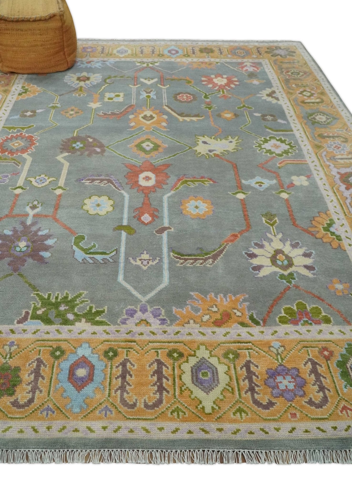 Custom Made Gray and Gold Hand knotted Traditional Oushak wool Area Rug - Marsh and Manor Collective