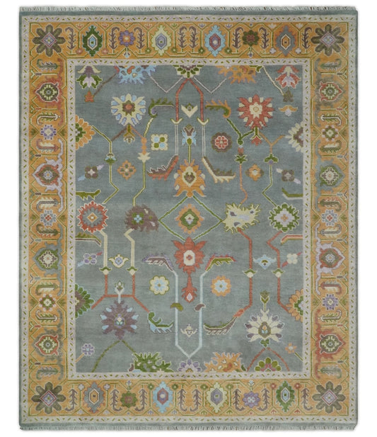 Custom Made Gray and Gold Hand knotted Traditional Oushak wool Area Rug - Marsh and Manor Collective
