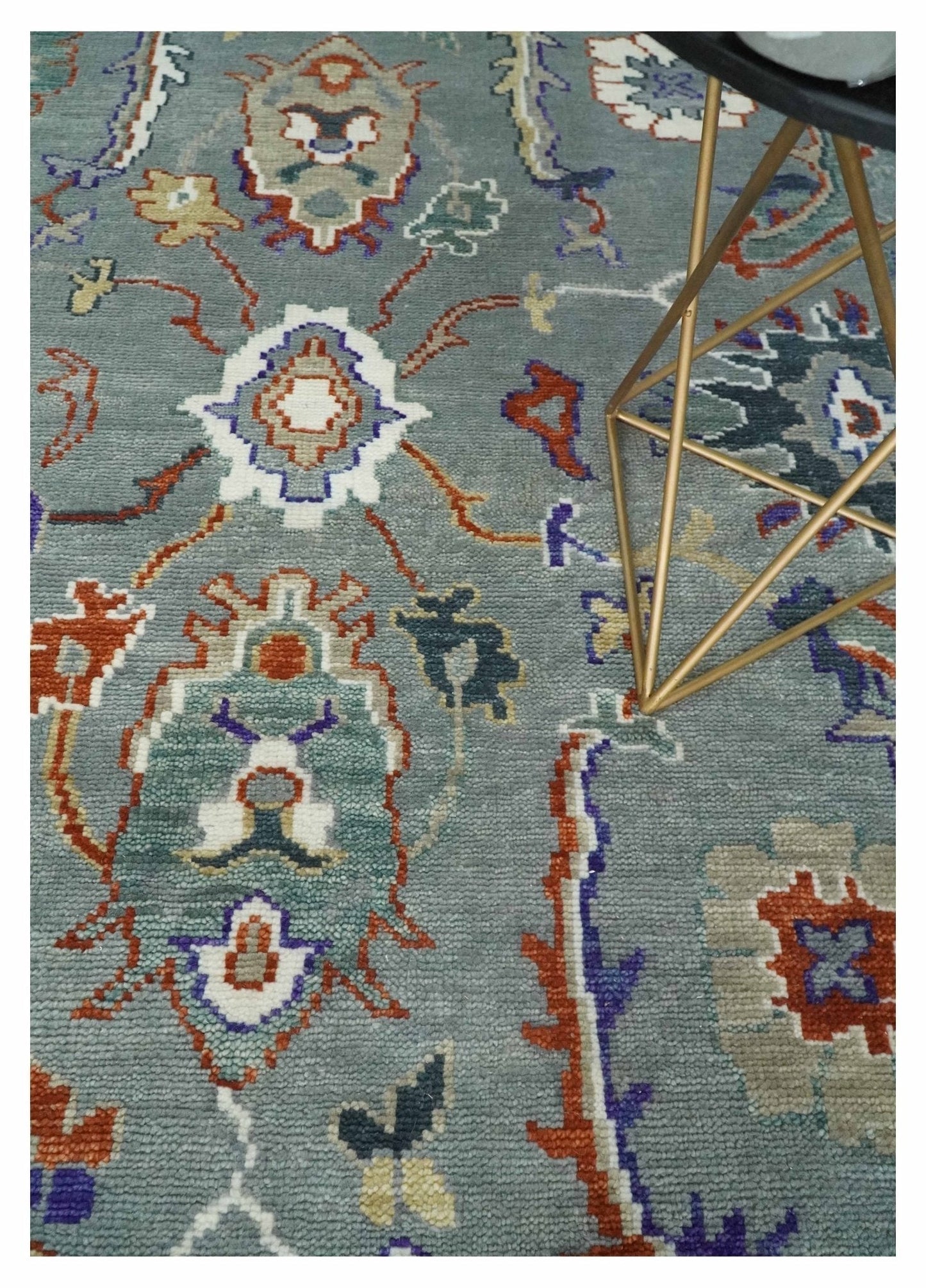 Custom made, Hand Knotted Gray and Ivory Traditional Oriental Oushak Wool Area Rug - Marsh and Manor Collective