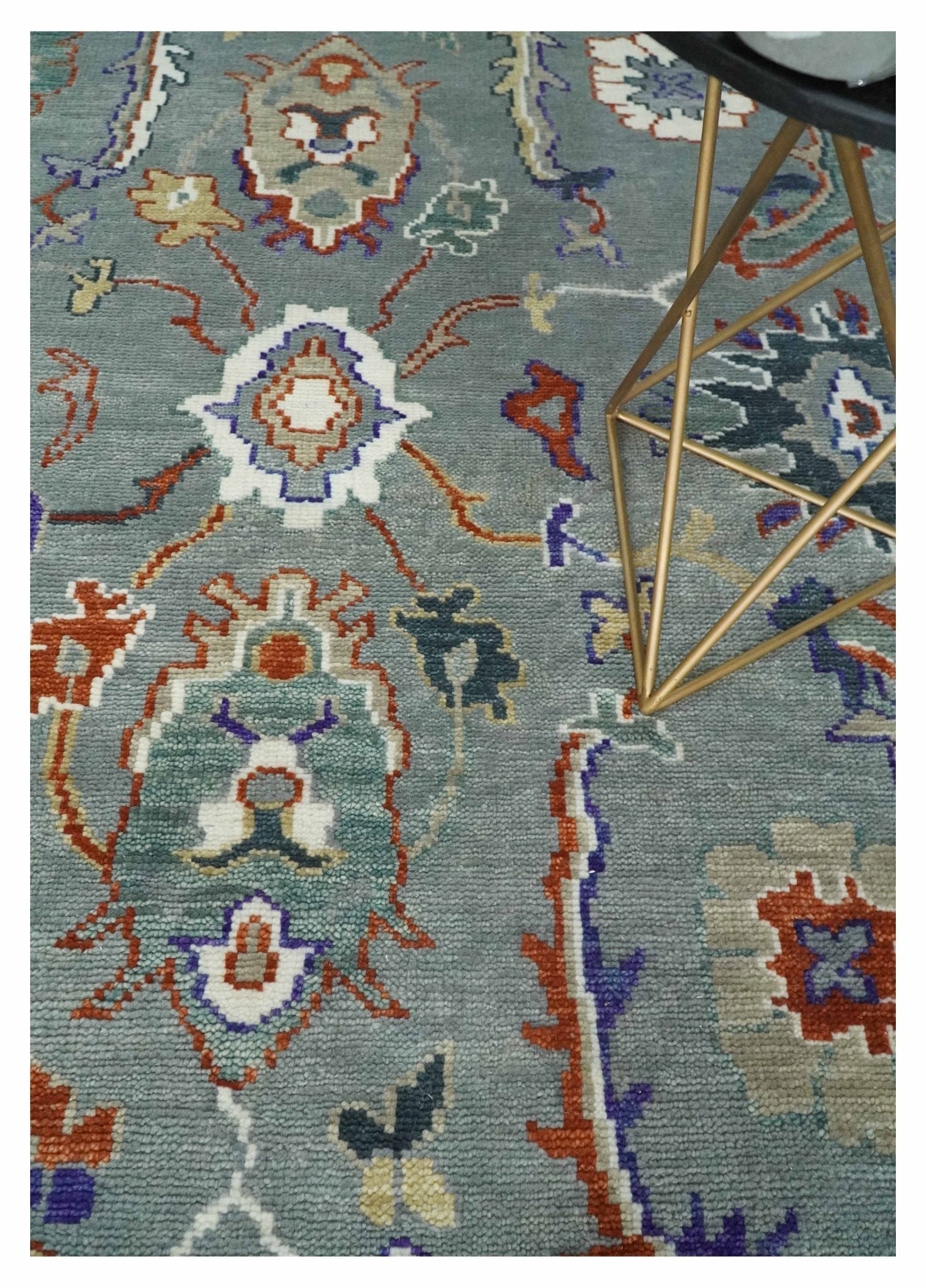 Custom made, Hand Knotted Gray and Ivory Traditional Oriental Oushak Wool Area Rug - Marsh and Manor Collective