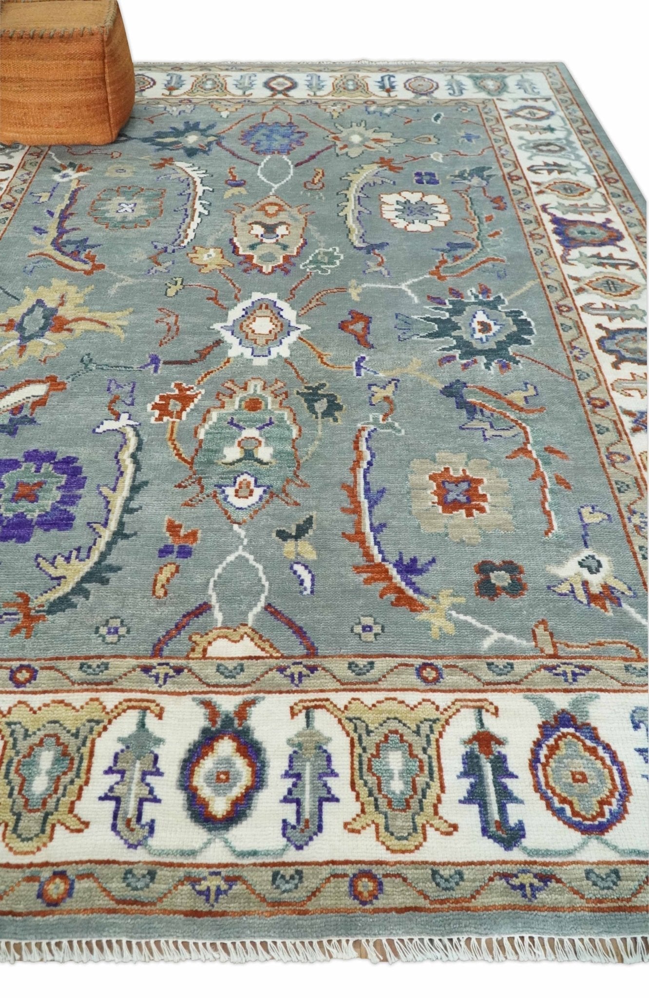 Custom made, Hand Knotted Gray and Ivory Traditional Oriental Oushak Wool Area Rug - Marsh and Manor Collective