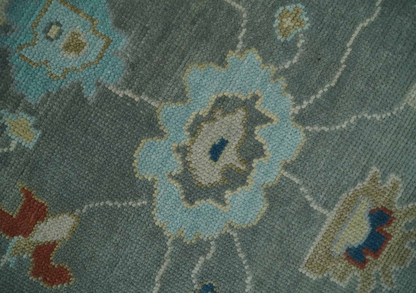 Custom made,Hand knotted Gray and Beige Traditional Oushak Wool Area Rug - Marsh and Manor Collective