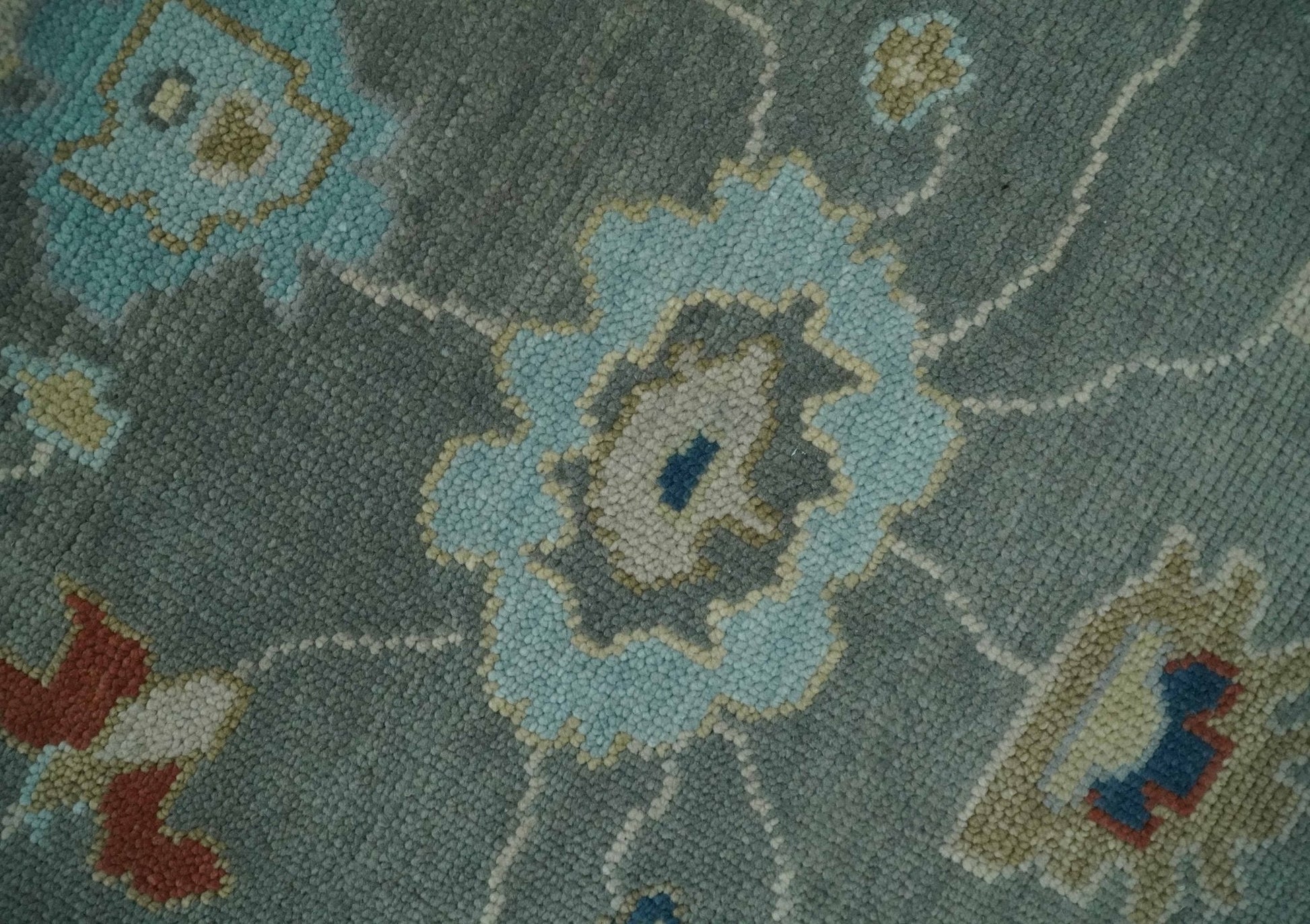 Custom made,Hand knotted Gray and Beige Traditional Oushak Wool Area Rug - Marsh and Manor Collective