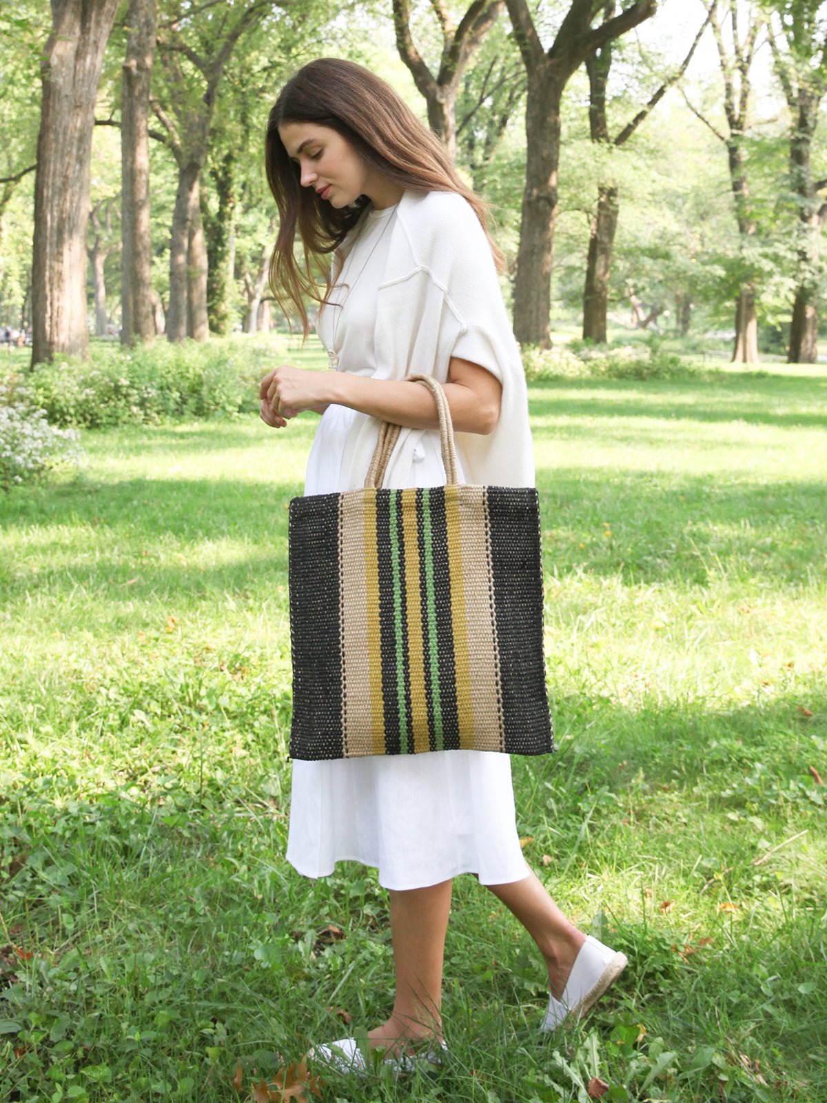 Dora Jute Tote Bag - Multi Navy - Marsh and Manor Collective