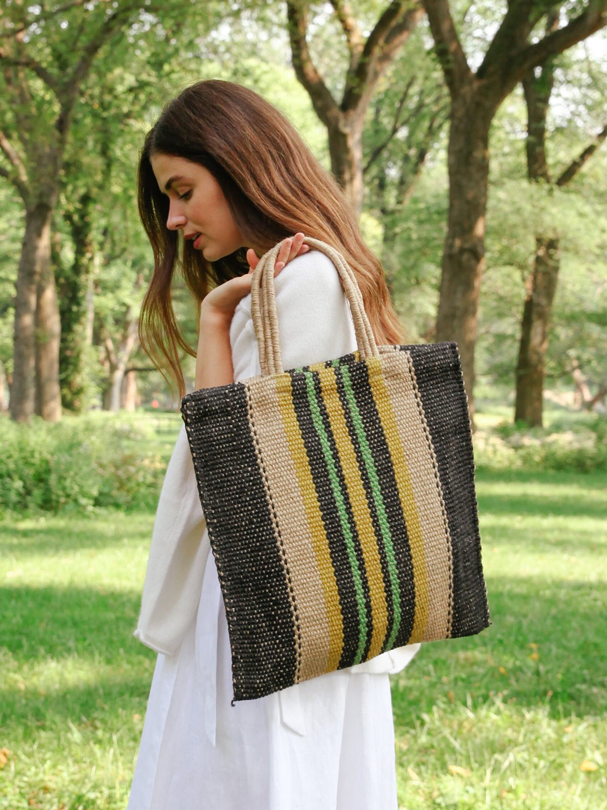Dora Jute Tote Bag - Multi Navy - Marsh and Manor Collective