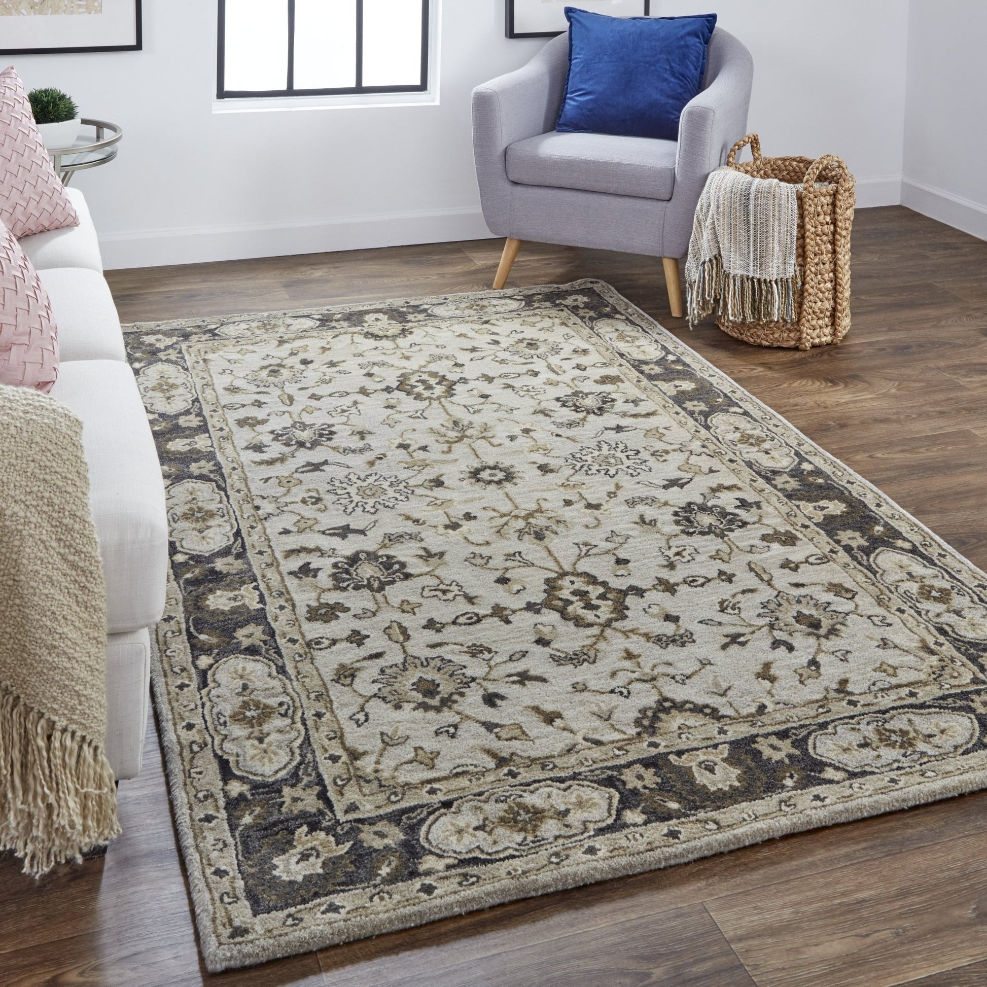 Eaton Traditional Oriental - Gray/Ivory/Taupe Area Rug - Marsh and Manor Collective