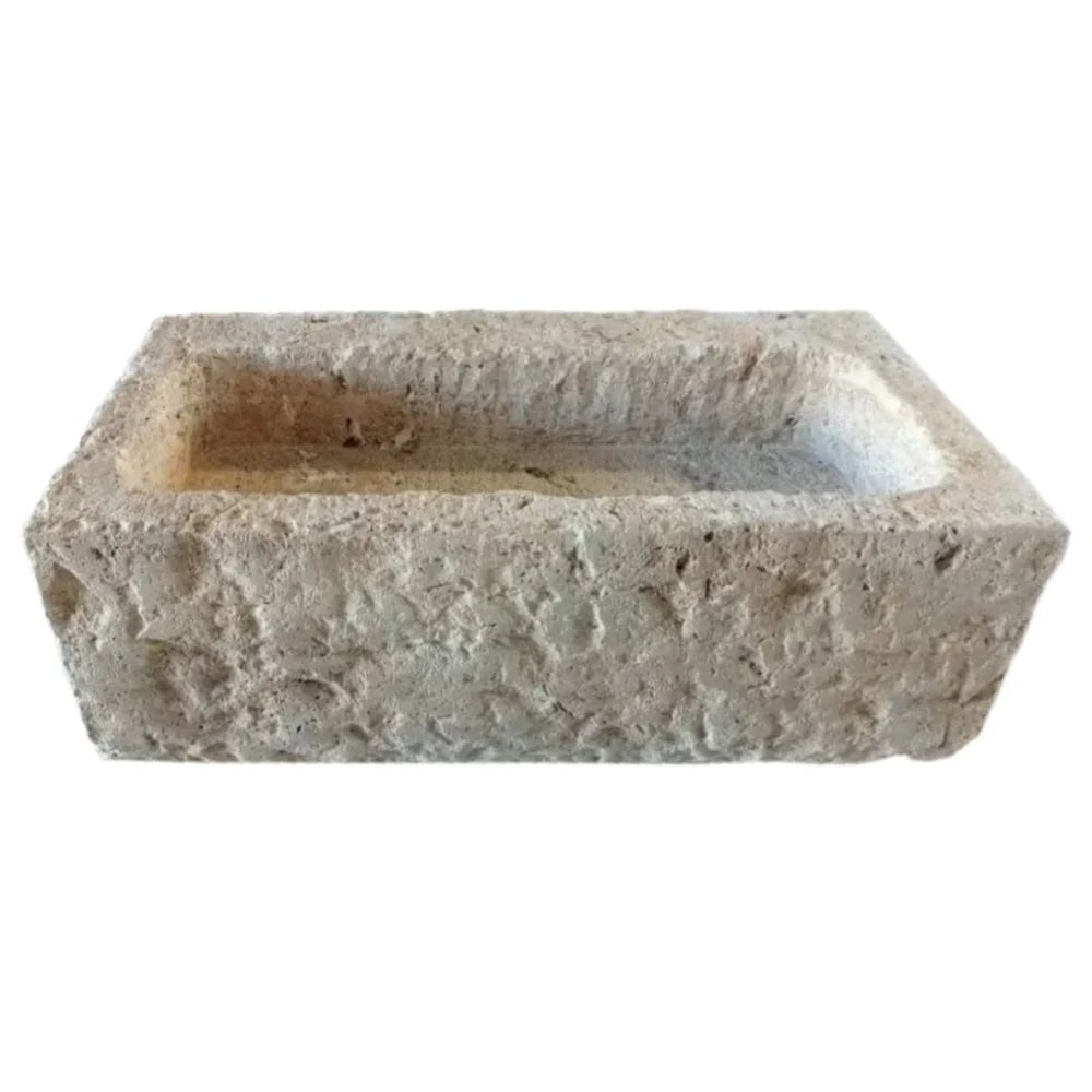 Ephesus Light Travertine Rustic Old - world Look Wall - mount Outdoor Sink (W)18" (L)28" (H)8" - Marsh and Manor Collective
