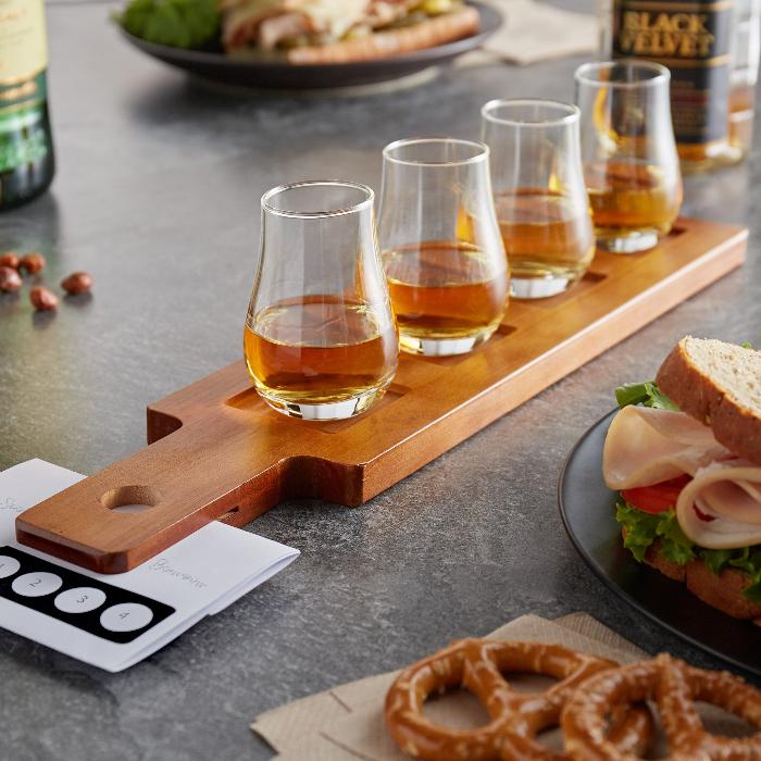Flight Paddle with Whiskey Tasting Glasses - Marsh and Manor Collective