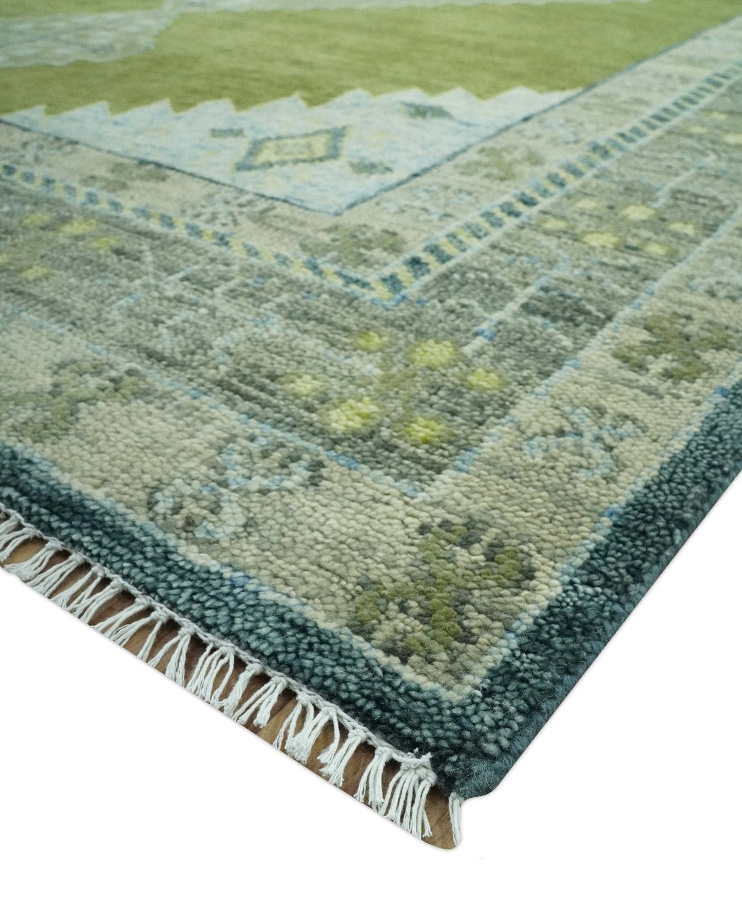 Green, Blue and Gray Hand Knotted Traditional Heriz Multi Size wool area rug - Marsh and Manor Collective