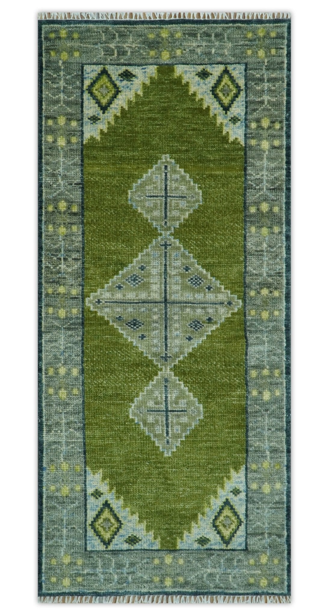 Green, Blue and Gray Hand Knotted Traditional Heriz Multi Size wool area rug - Marsh and Manor Collective