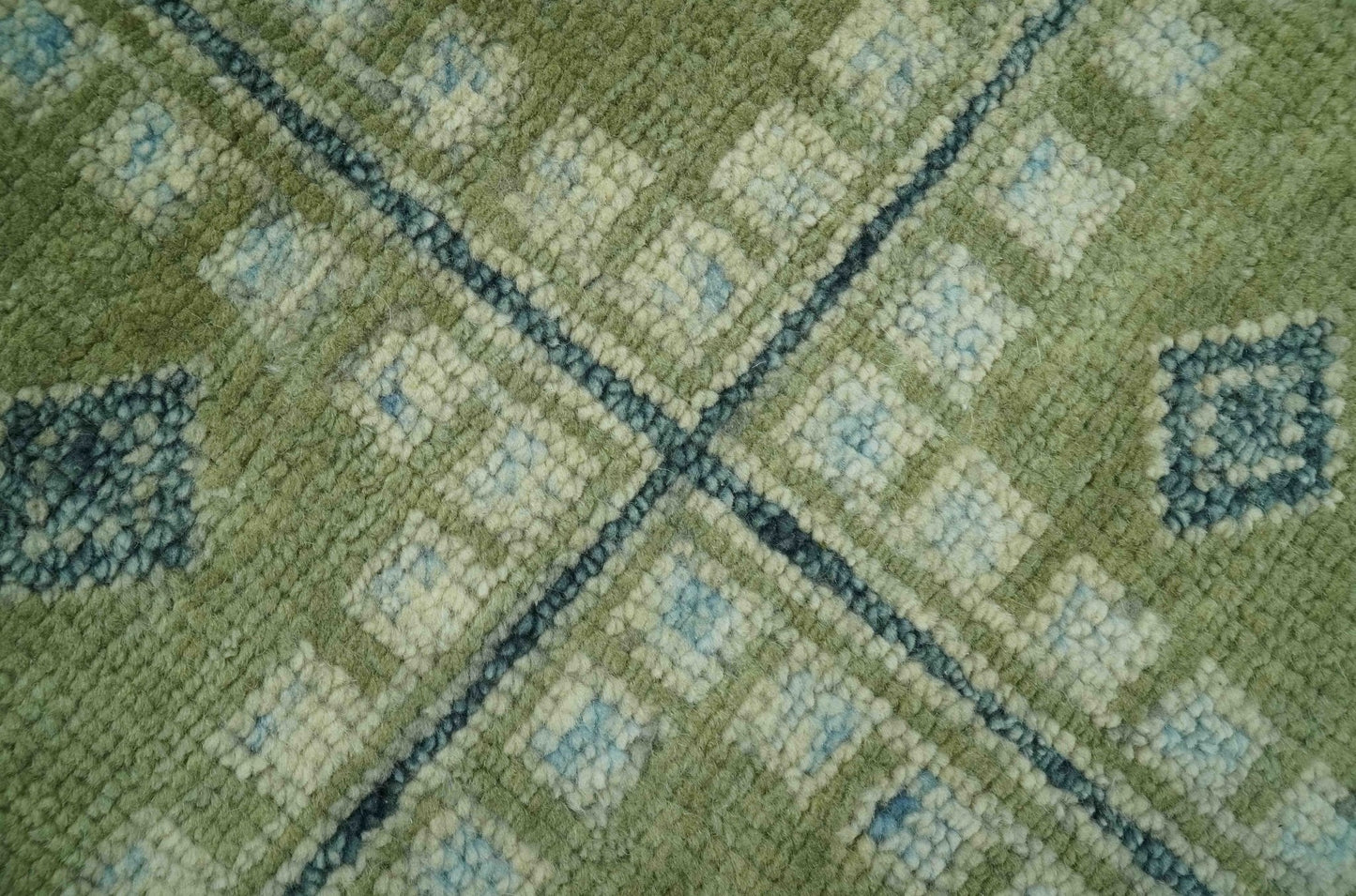 Green, Blue and Gray Hand Knotted Traditional Heriz Multi Size wool area rug - Marsh and Manor Collective