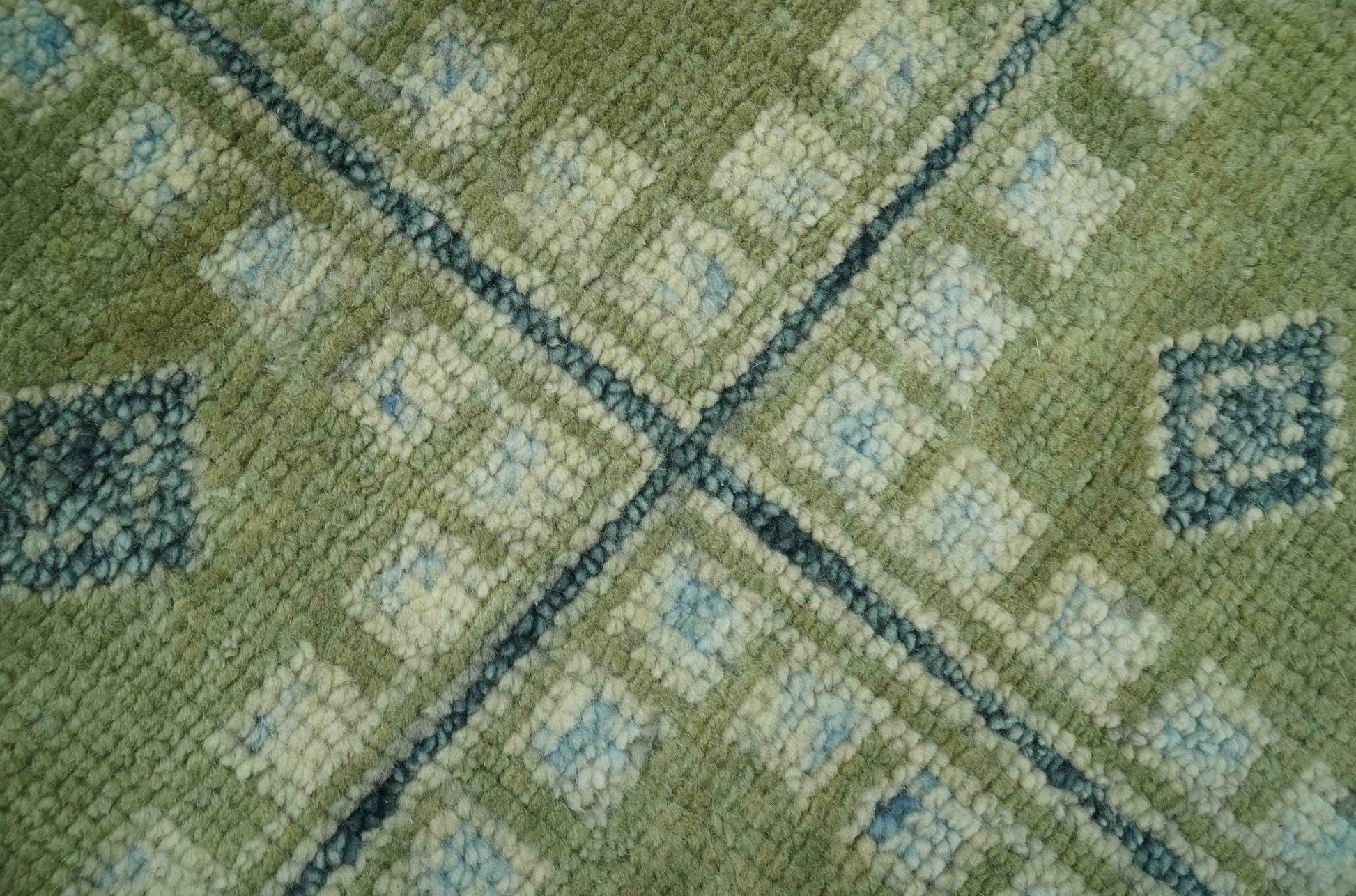 Green, Blue and Gray Hand Knotted Traditional Heriz Multi Size wool area rug - Marsh and Manor Collective