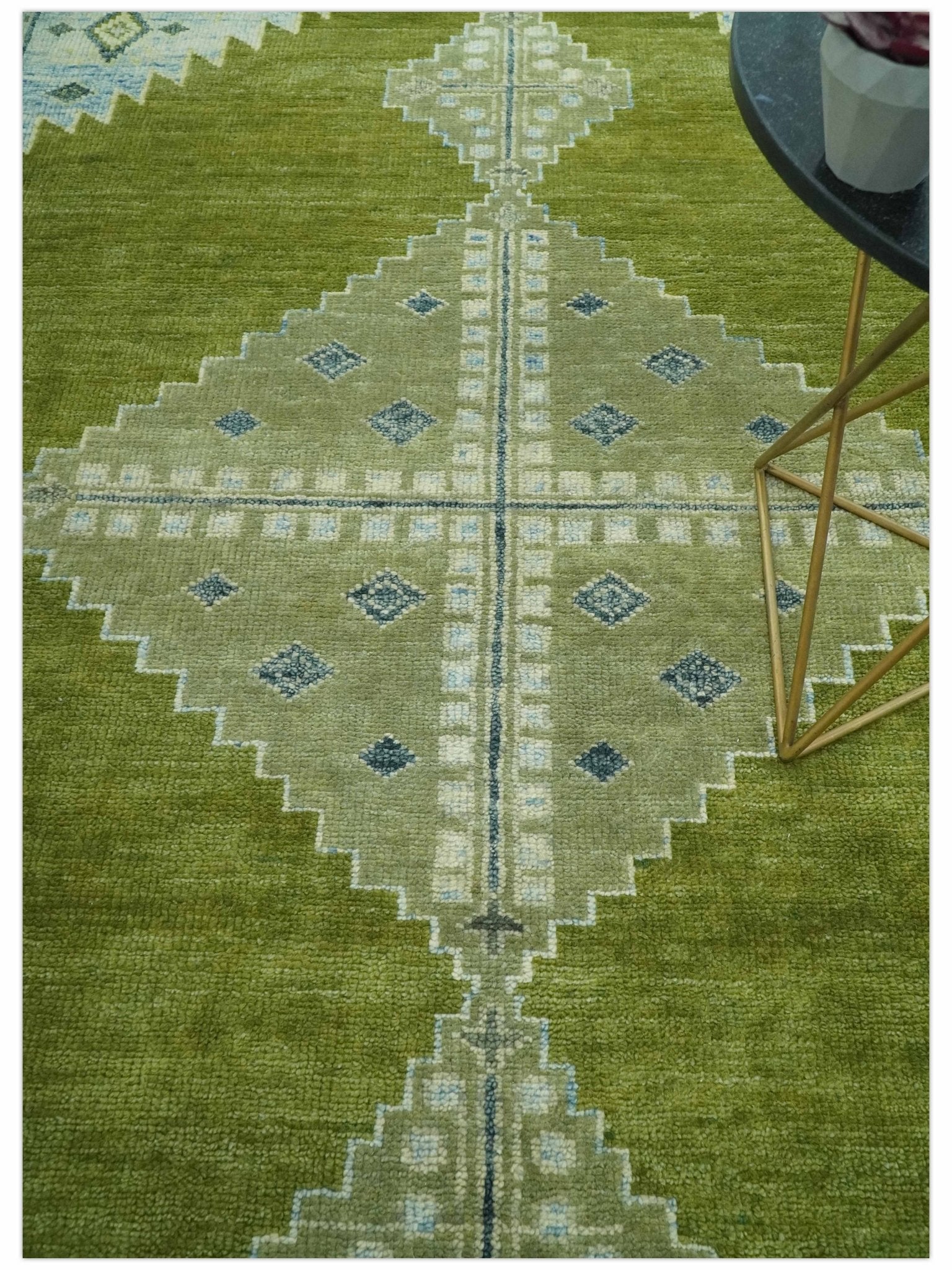 Green, Blue and Gray Hand Knotted Traditional Heriz Multi Size wool area rug - Marsh and Manor Collective