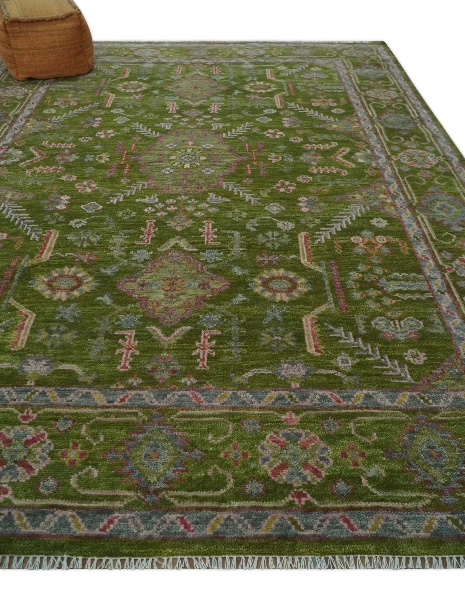Hand Knotted Green and Silver Traditional Multi Size Antique Wool Area Rug - Marsh and Manor Collective