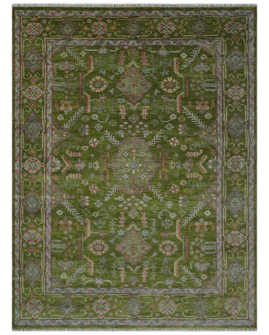 Hand Knotted Green and Silver Traditional Multi Size Antique Wool Area Rug - Marsh and Manor Collective