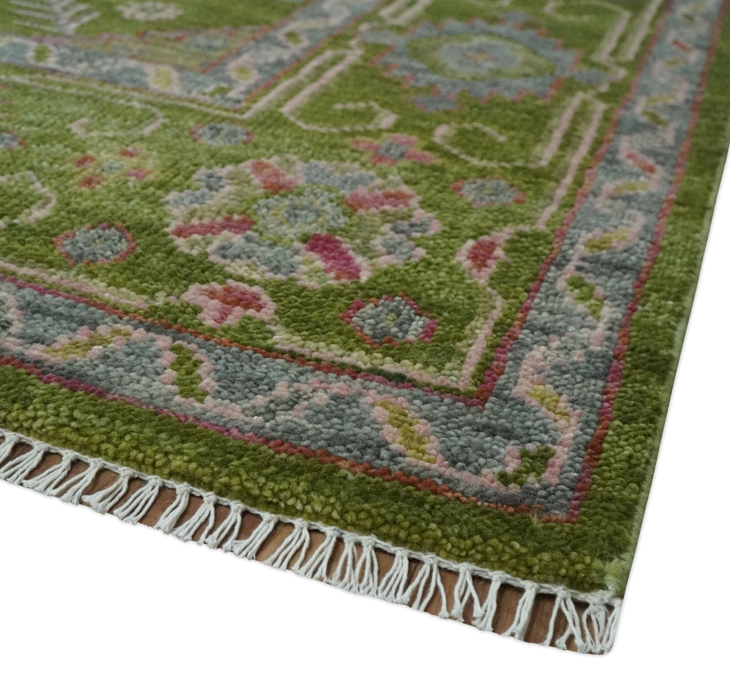 Hand Knotted Green and Silver Traditional Multi Size Antique Wool Area Rug - Marsh and Manor Collective