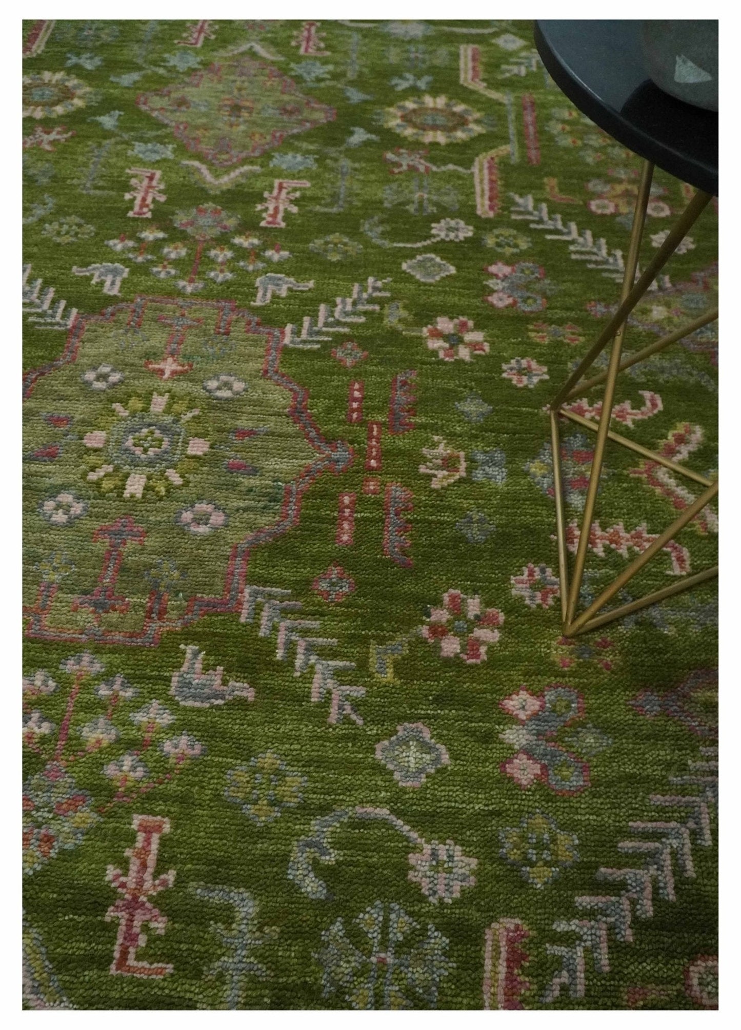 Hand Knotted Green and Silver Traditional Multi Size Antique Wool Area Rug - Marsh and Manor Collective