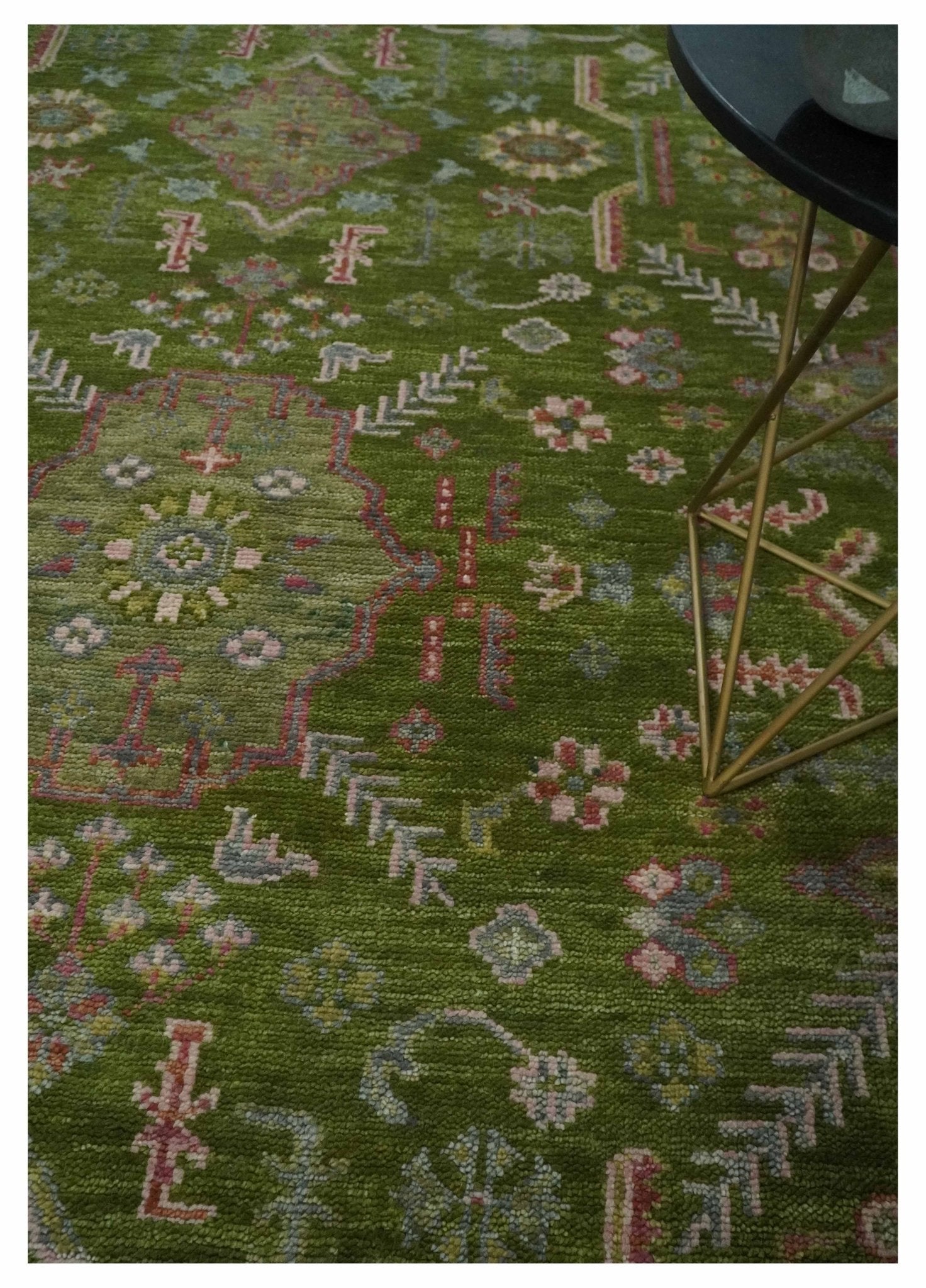 Hand Knotted Green and Silver Traditional Multi Size Antique Wool Area Rug - Marsh and Manor Collective