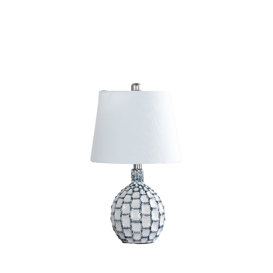 Hudson 20" Blue And White Ceramic Table Lamp With Off White Drum Shade - Marsh and Manor Collective