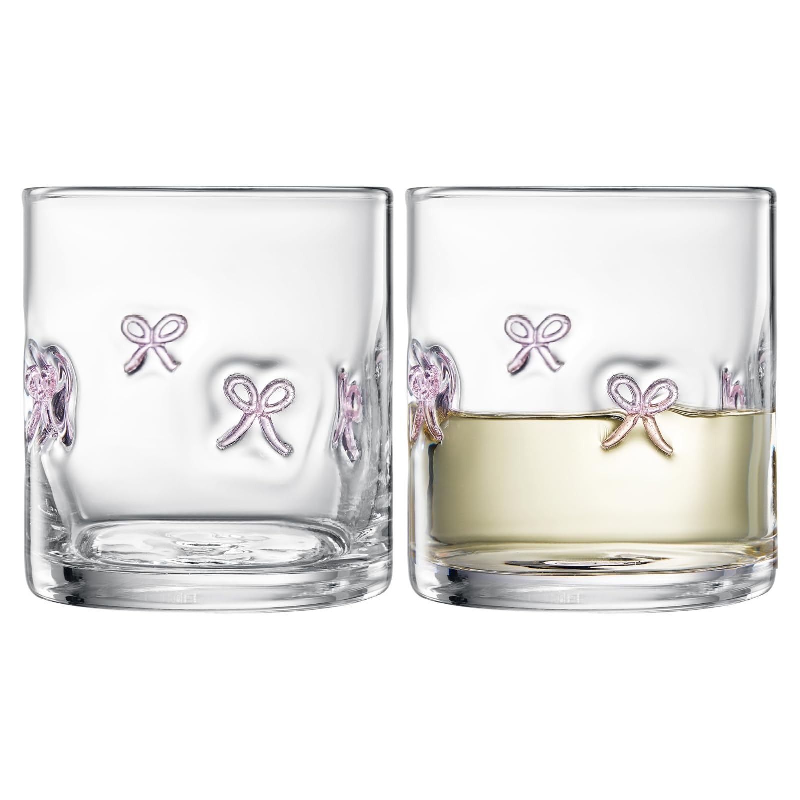 Khen Bowtie Tumblers Set Stylish Break Resistant Acrylic Drinkware for Cocktail Wedding Gift Use - Set of 2 Pink - Marsh and Manor Collective
