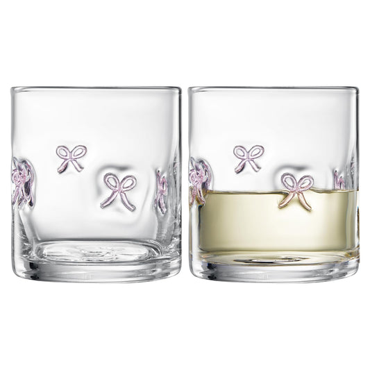 Khen Bowtie Tumblers Set Stylish Break Resistant Acrylic Drinkware for Cocktail Wedding Gift Use - Set of 2 Pink - Marsh and Manor Collective