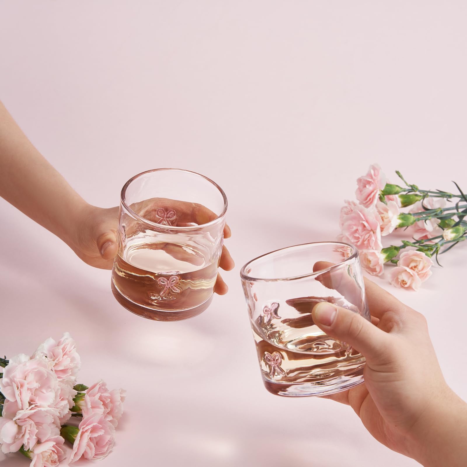 Khen Bowtie Tumblers Set Stylish Break Resistant Acrylic Drinkware for Cocktail Wedding Gift Use - Set of 2 Pink - Marsh and Manor Collective