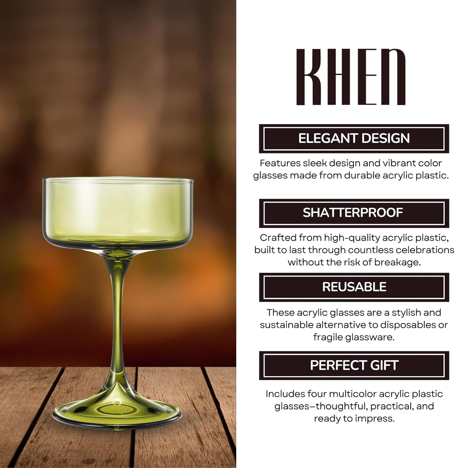 Khen Champagne Coupes Morgan Set Vibrant Stemware Drinkware for Parties - Set of 4 Multicolor - Marsh and Manor Collective