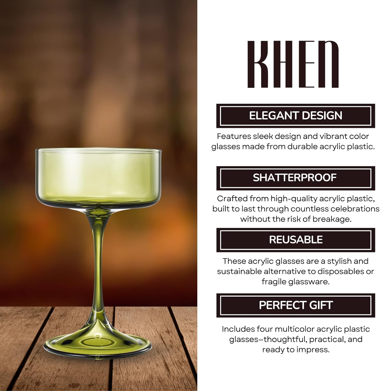Khen Champagne Coupes Morgan Set Vibrant Stemware Drinkware for Parties - Set of 4 Multicolor - Marsh and Manor Collective