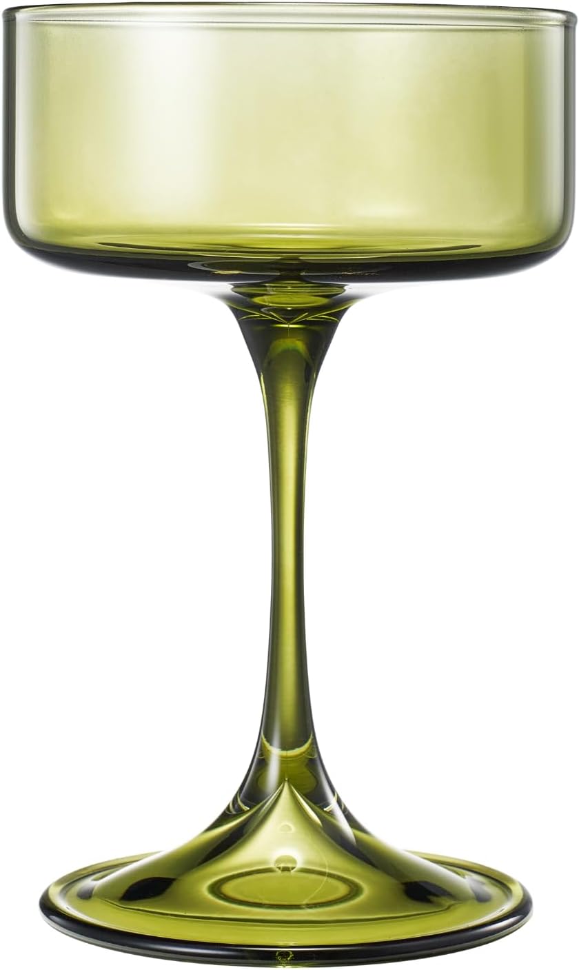 Khen Champagne Coupes Morgan Set Vibrant Stemware Drinkware for Parties - Set of 4 Multicolor - Marsh and Manor Collective