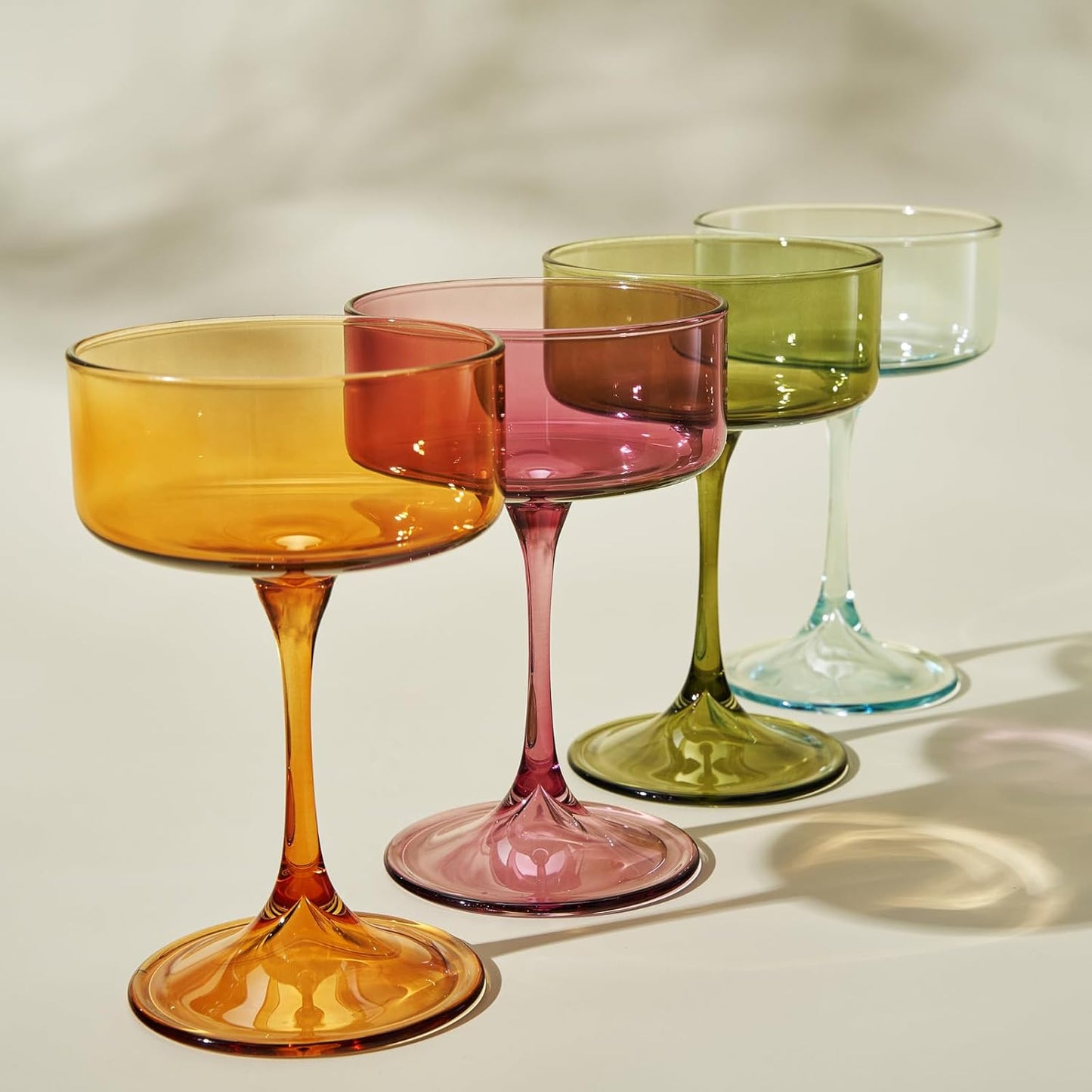 Khen Champagne Coupes Morgan Set Vibrant Stemware Drinkware for Parties - Set of 4 Multicolor - Marsh and Manor Collective