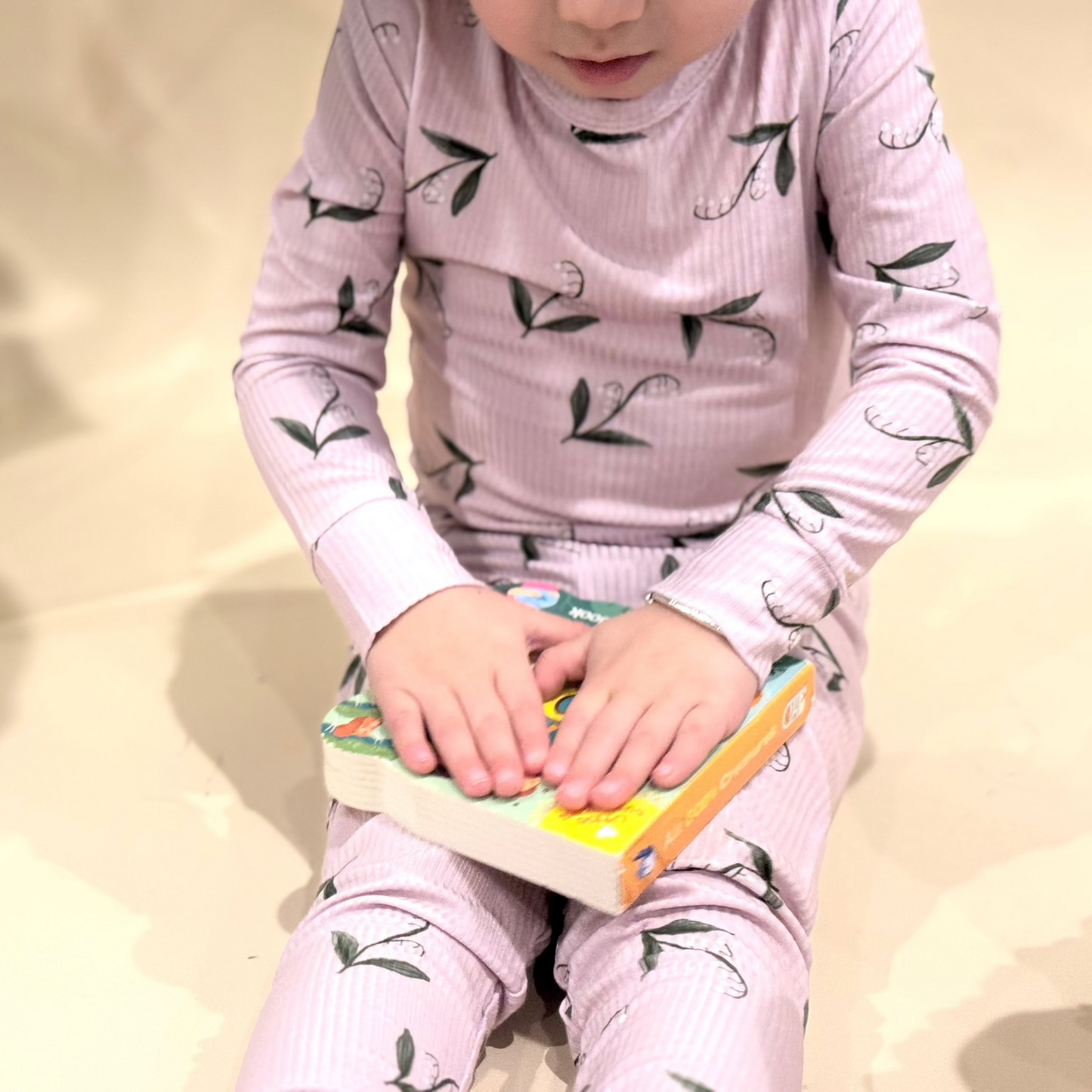 Ribbed Lilies Two-Piece Pajamas