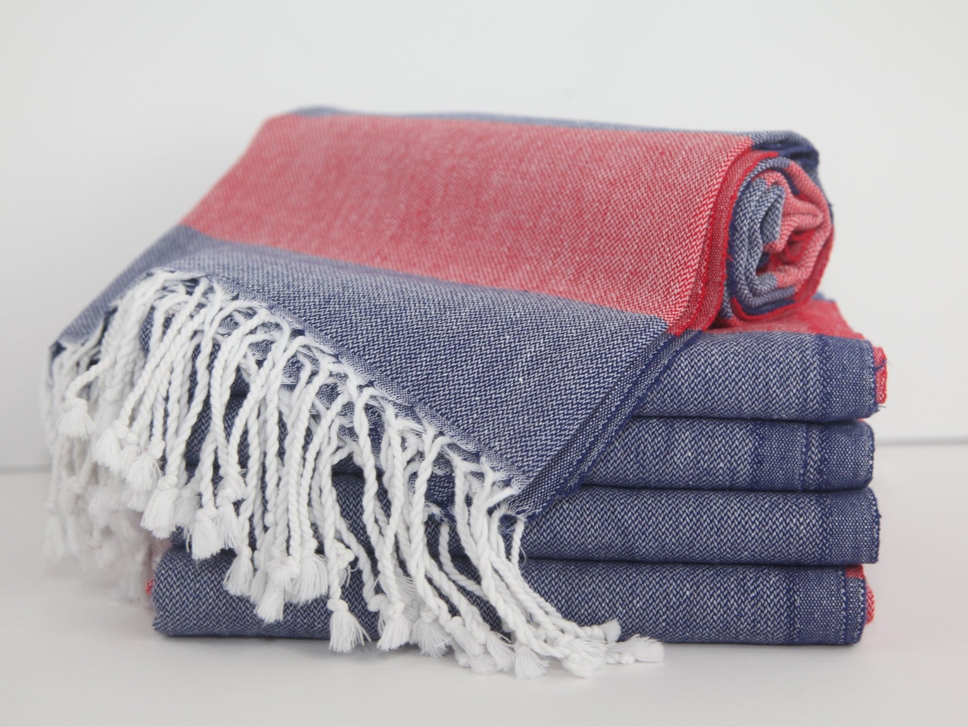 MONACO RED NAVY STRIPE TURKISH TOWEL - Marsh and Manor Collective