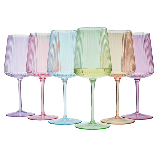 Monet Ribbed Stemmed Wine Glassware, Set of 6 - Marsh and Manor Collective