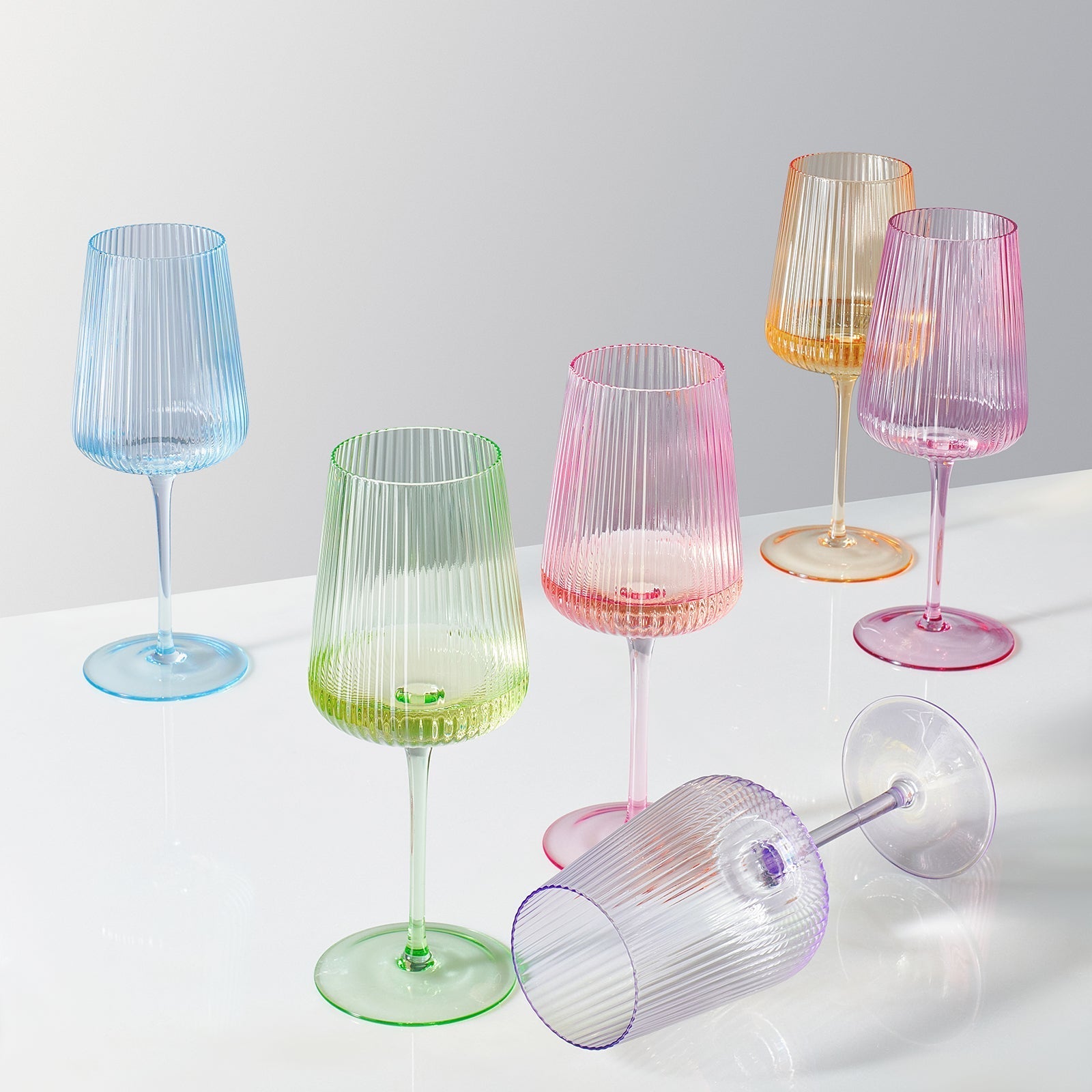 Monet Ribbed Stemmed Wine Glassware, Set of 6 - Marsh and Manor Collective