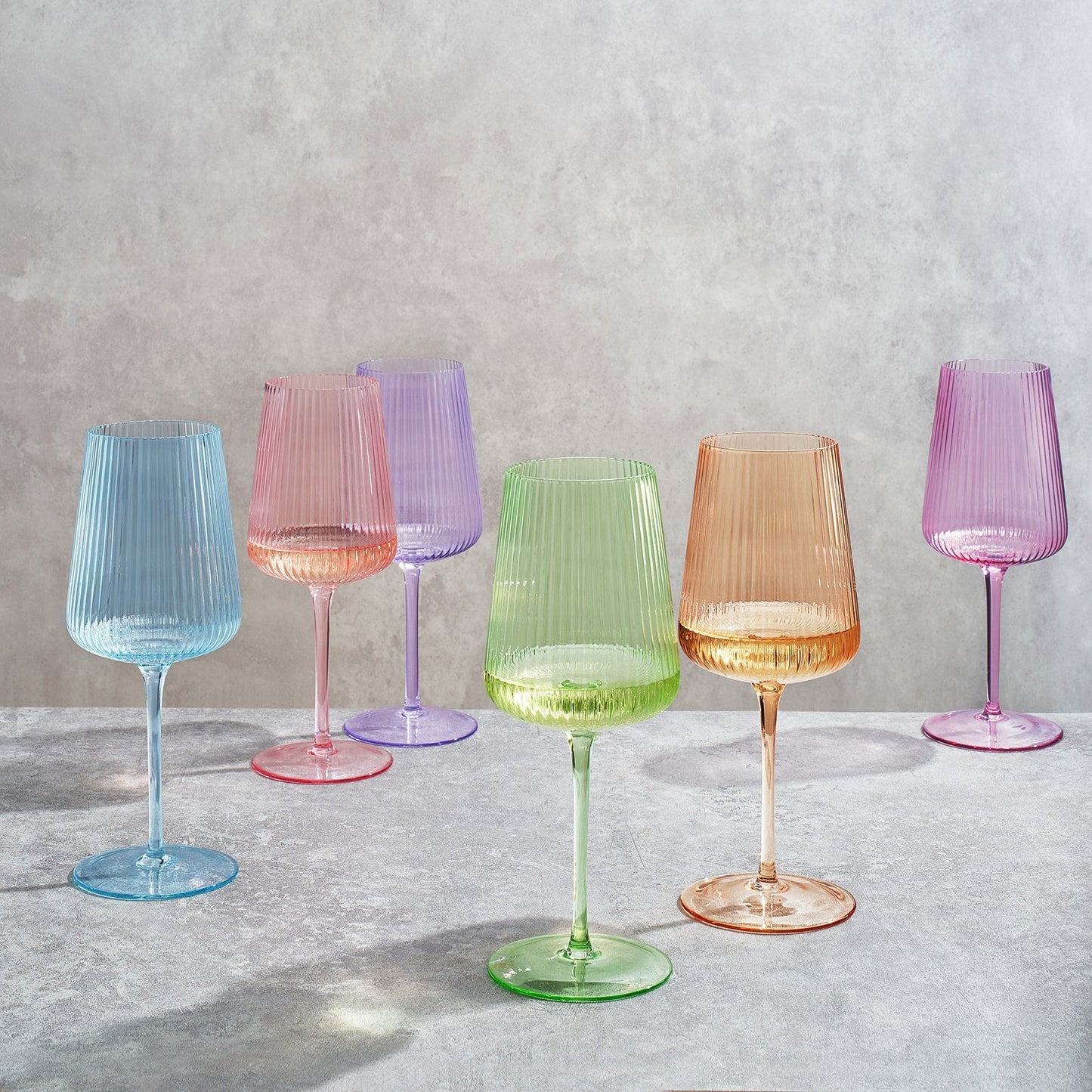 Monet Ribbed Stemmed Wine Glassware, Set of 6 - Marsh and Manor Collective