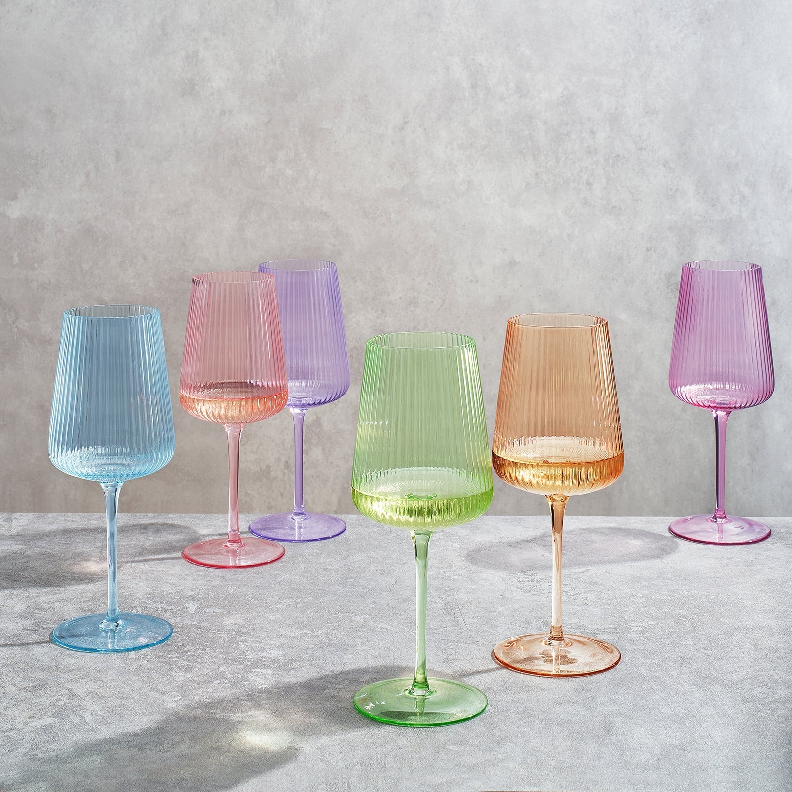 Monet Ribbed Stemmed Wine Glassware, Set of 6 - Marsh and Manor Collective