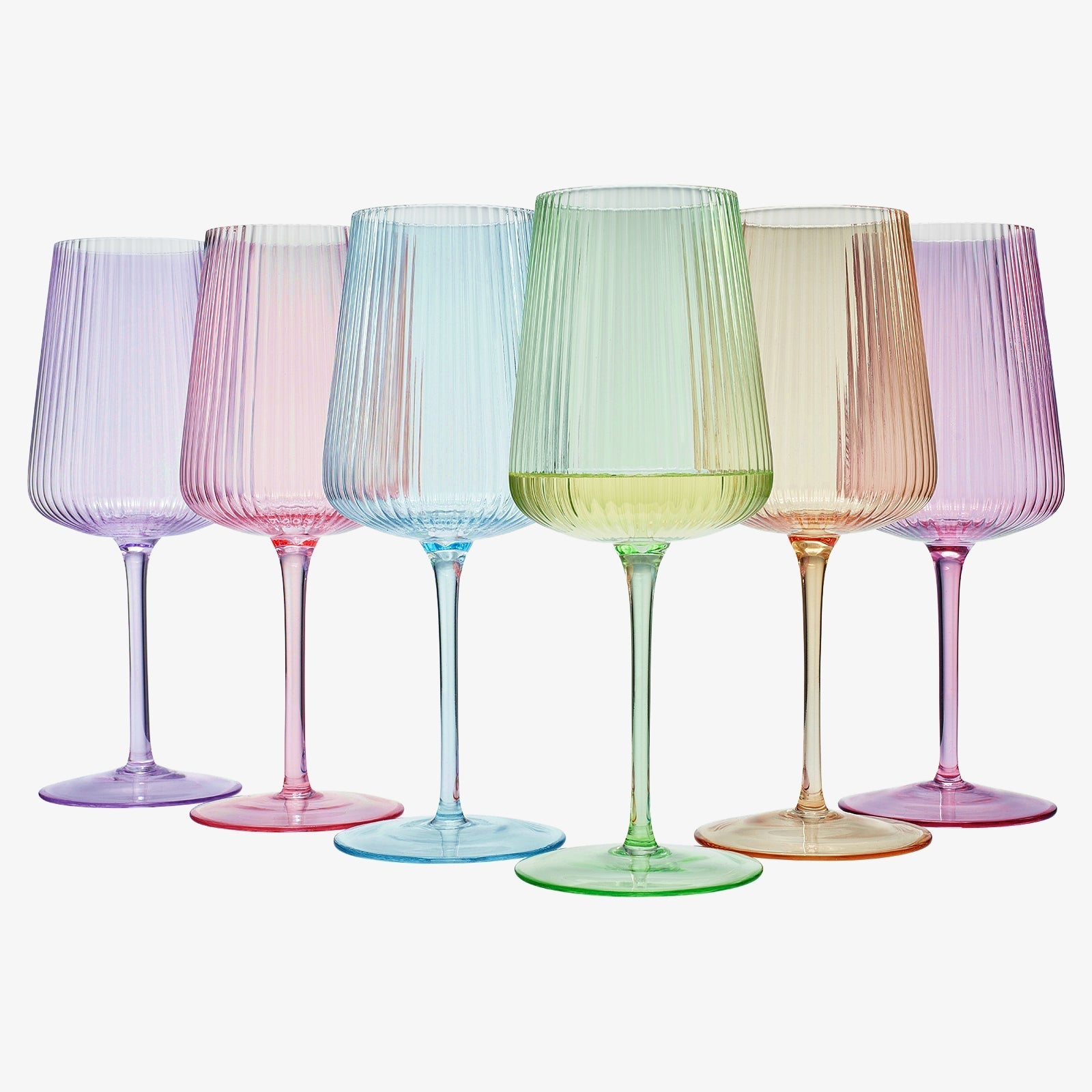 Monet Ribbed Stemmed Wine Glassware, Set of 6 - Marsh and Manor Collective