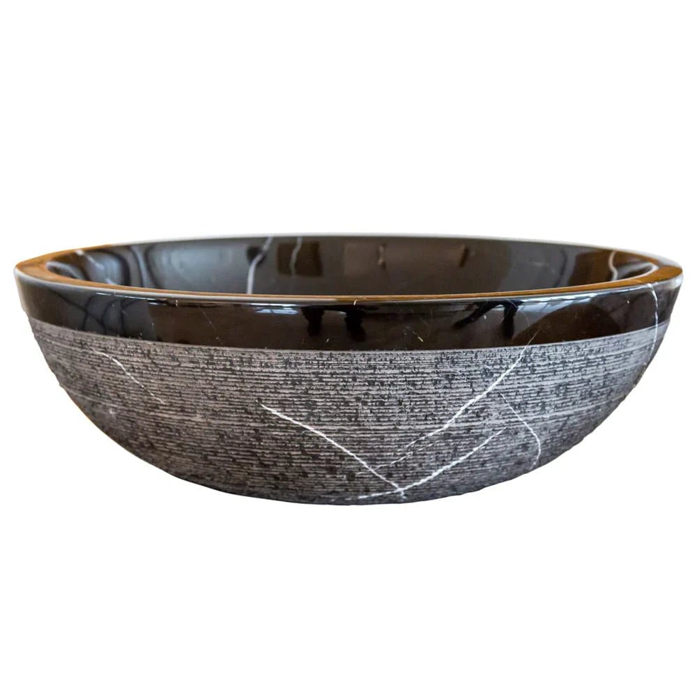 Natural Stone Toros Black Marble Above Vanity Bathroom Sink Rustic Outside (D)16" (H)6" - Marsh and Manor Collective