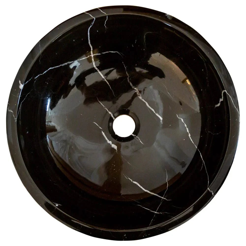 Natural Stone Toros Black Marble Above Vanity Bathroom Sink Rustic Outside (D)16" (H)6" - Marsh and Manor Collective