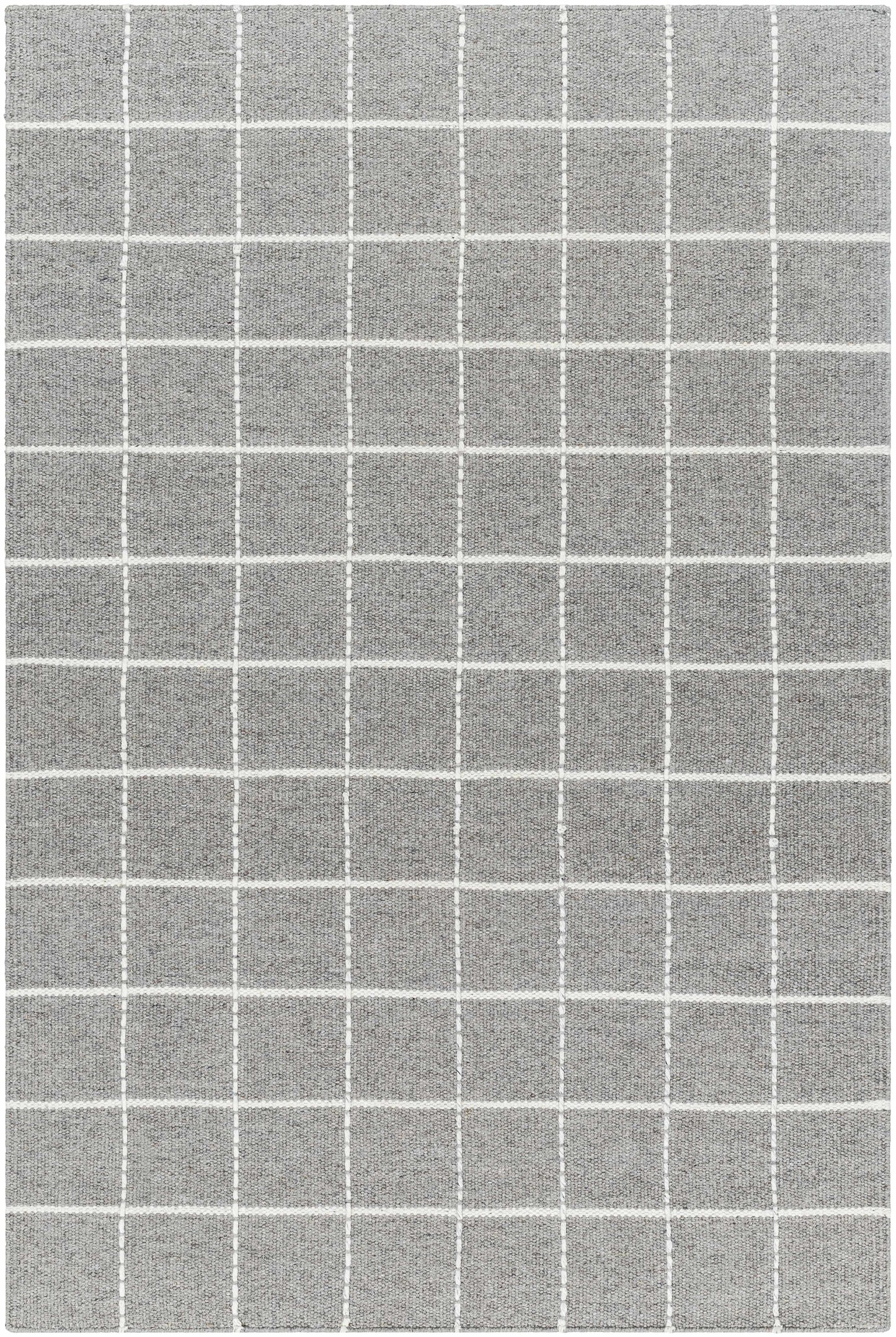Nissa Gray Checkered Wool Rug