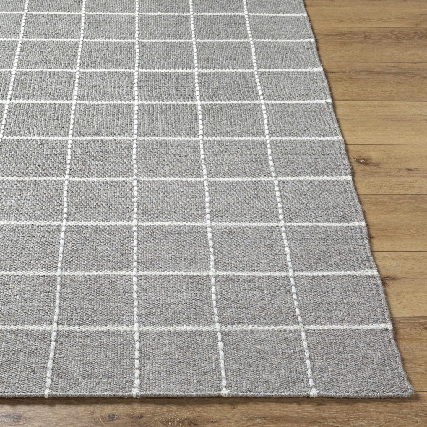 Nissa Gray Checkered Wool Rug