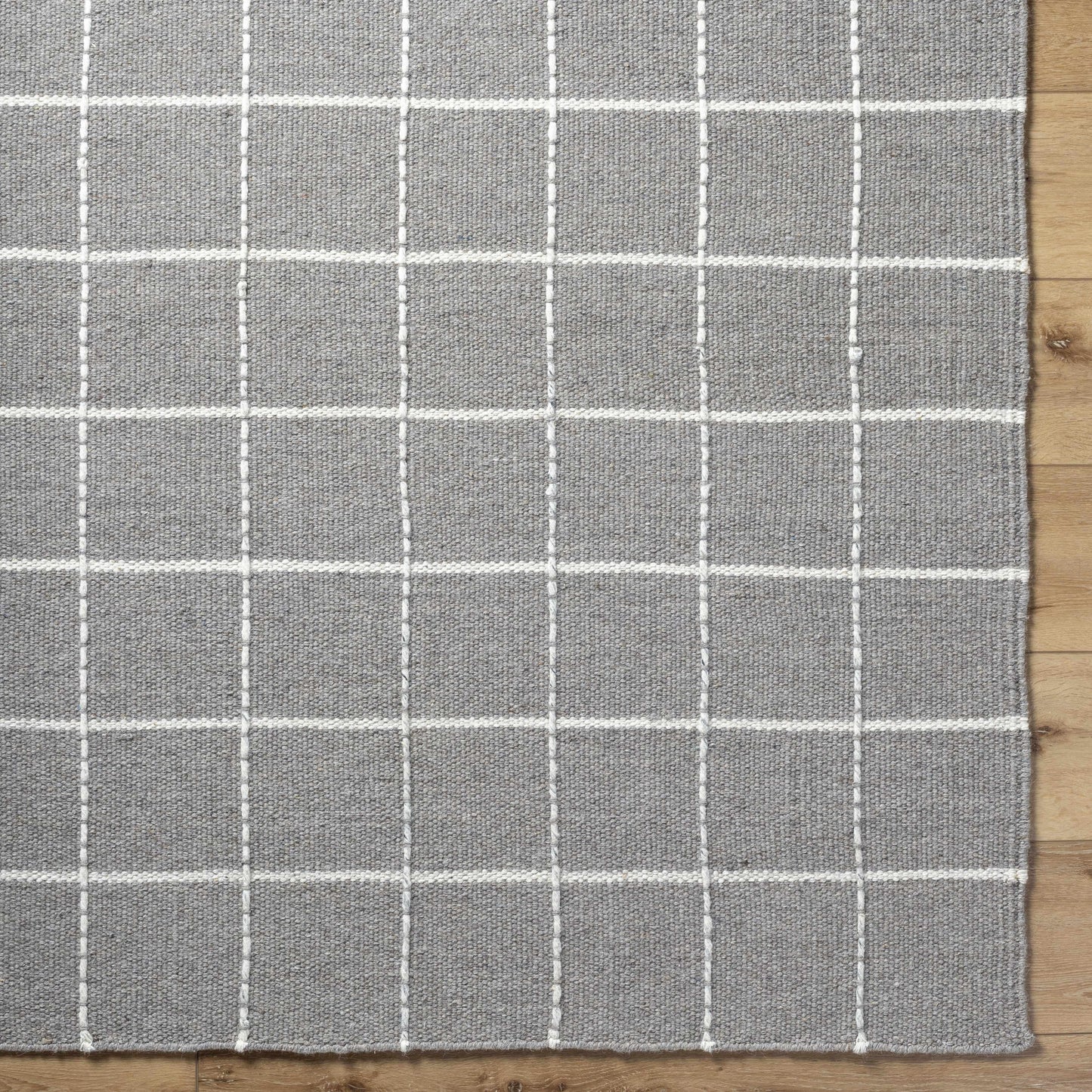 Nissa Gray Checkered Wool Rug