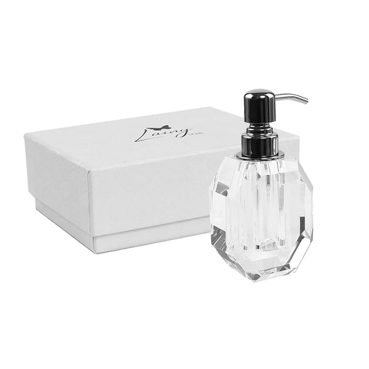 Octagon Crystal Soap Dispenser with Silver Pump - Marsh and Manor Collective