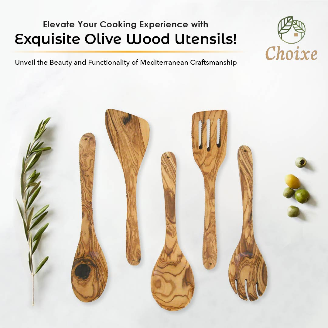 Olive Wood Kitchen Servers Set - 5 pcs - Marsh and Manor Collective