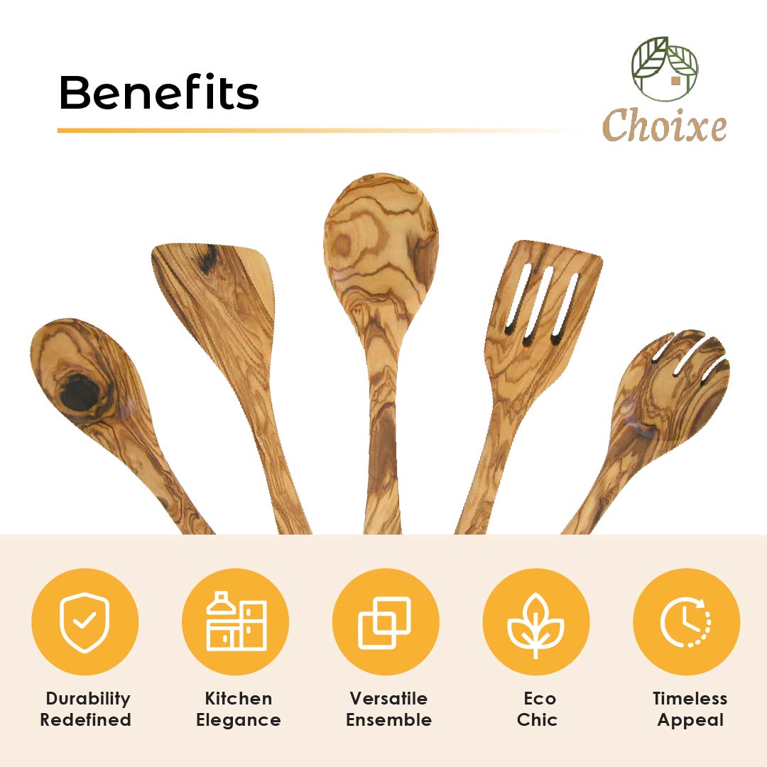 Olive Wood Kitchen Servers Set - 5 pcs - Marsh and Manor Collective