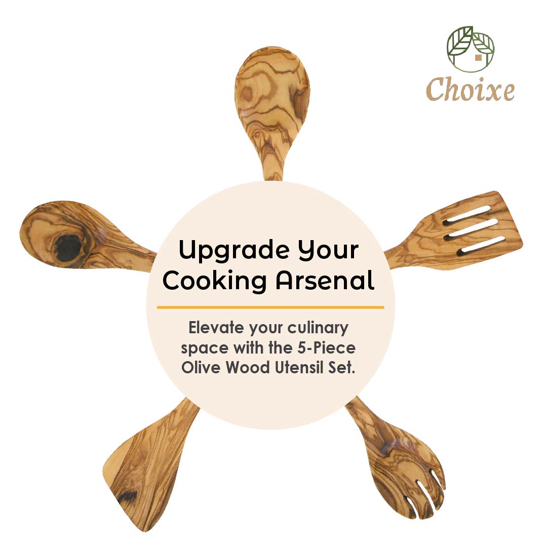 Olive Wood Kitchen Servers Set - 5 pcs - Marsh and Manor Collective