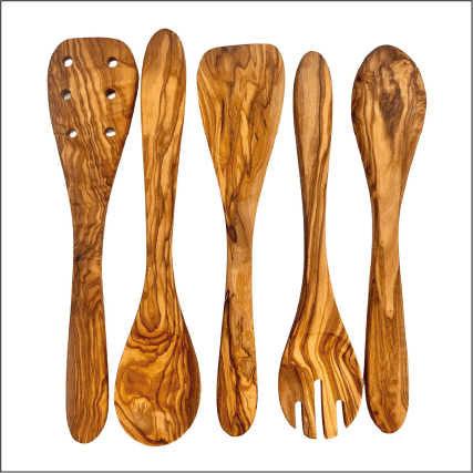 Olive Wood Kitchen Servers Set - 5 pcs - Marsh and Manor Collective