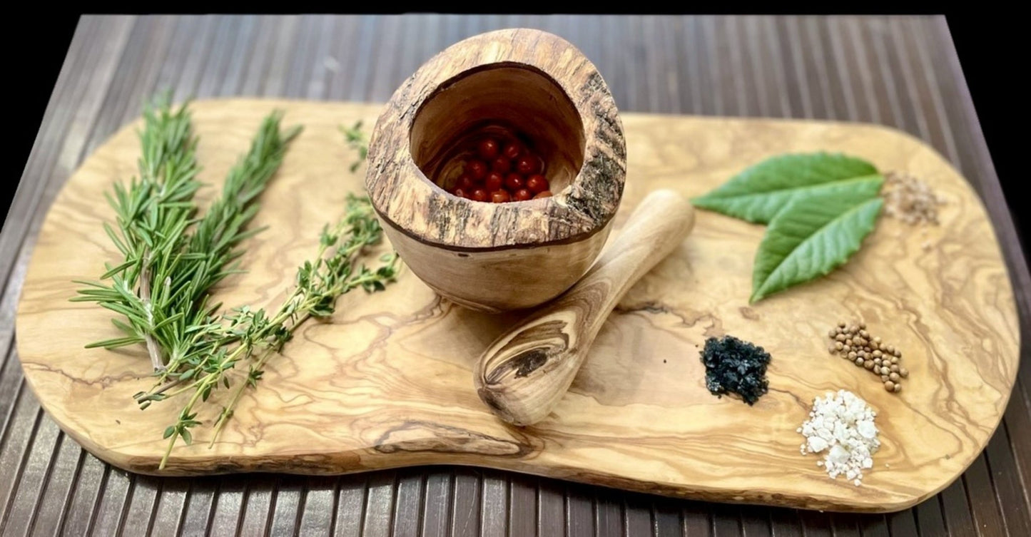 Olive Wood Rustic Mortar and Pestle - Marsh and Manor Collective
