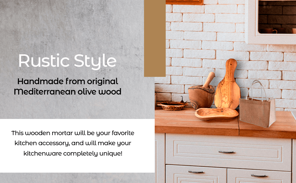Olive Wood Rustic Mortar and Pestle - Marsh and Manor Collective