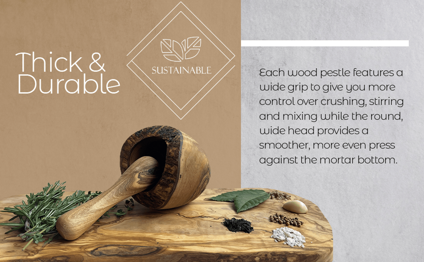 Olive Wood Rustic Mortar and Pestle - Marsh and Manor Collective